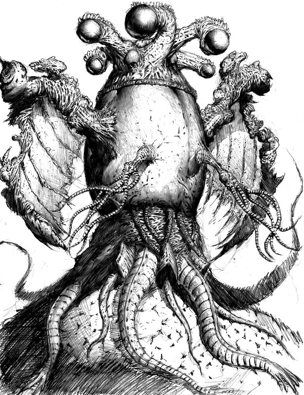 Alien Creature with Tentacles — Black, Dramatic