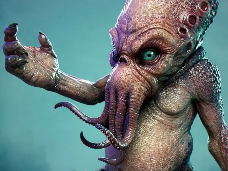 Alien Creature with Tentacles — Purple