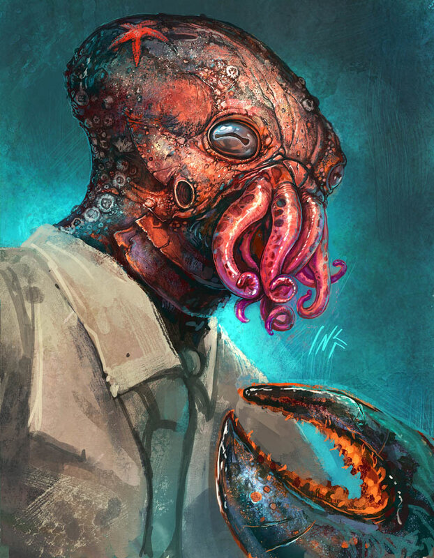 Alien Creature with Tentacles — Red