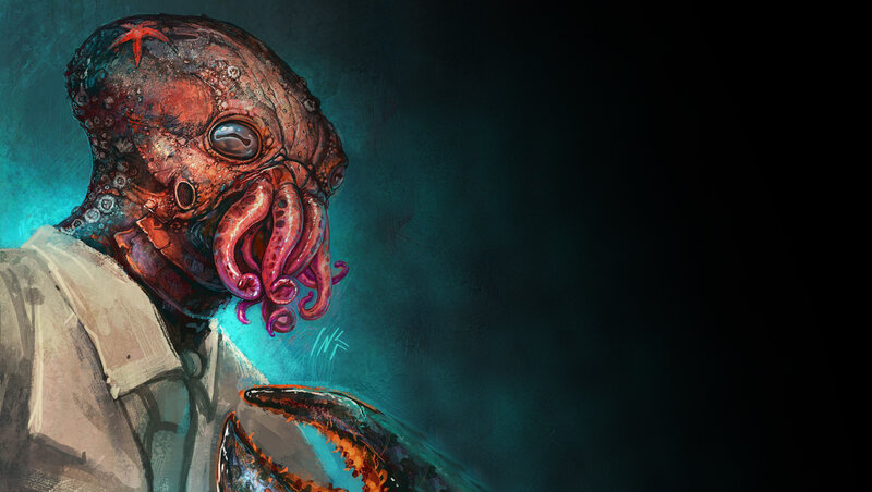 Alien Creature with Tentacles — Teal