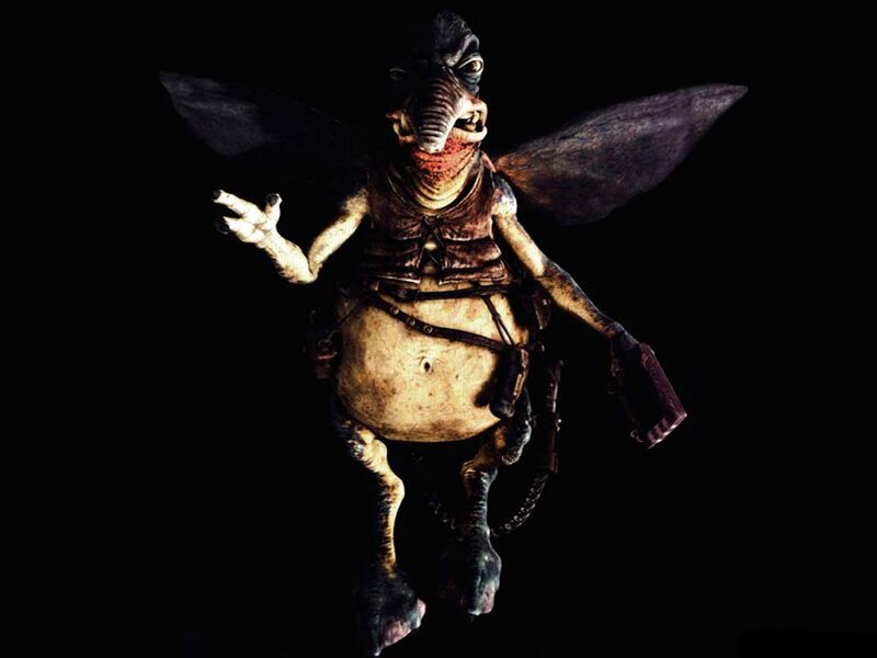 Alien Creature with Wings — Black, Dramatic
