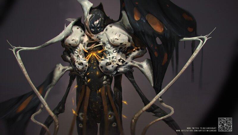 Alien Creature with Wings — Black