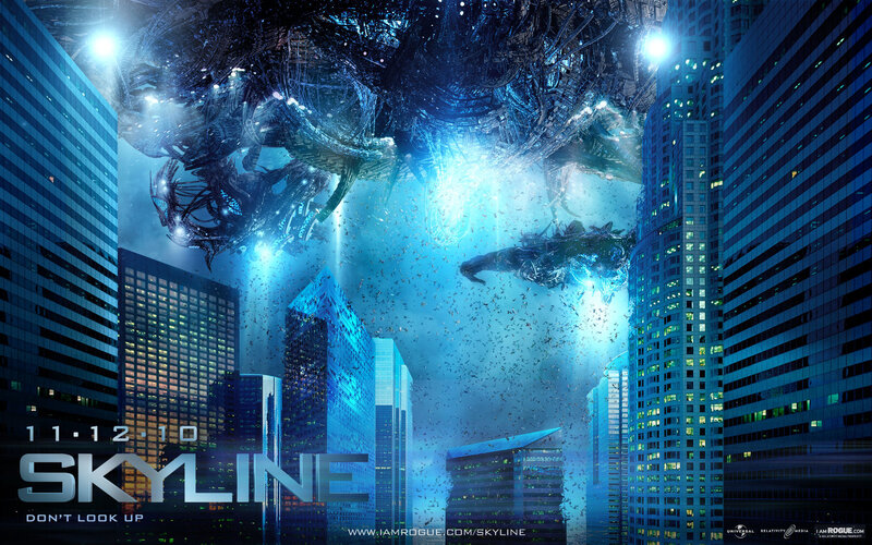 Alien Creatures Attacking City — Blue