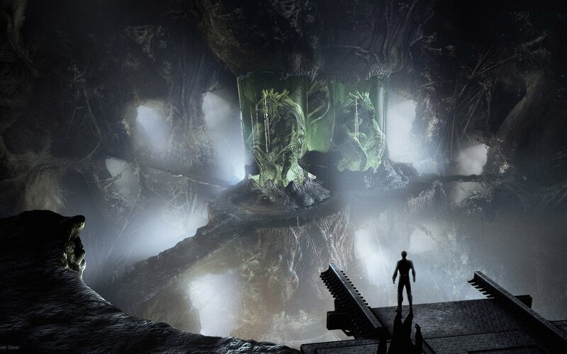 alien creatures in a cave