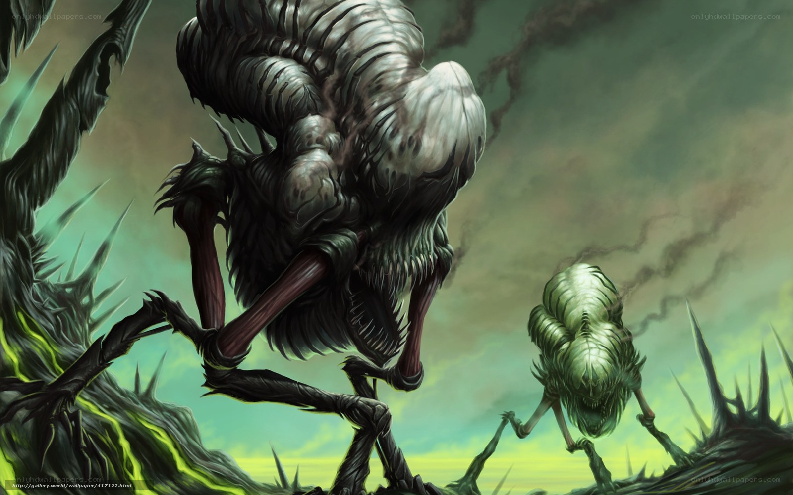 Alien creatures in a toxic landscape