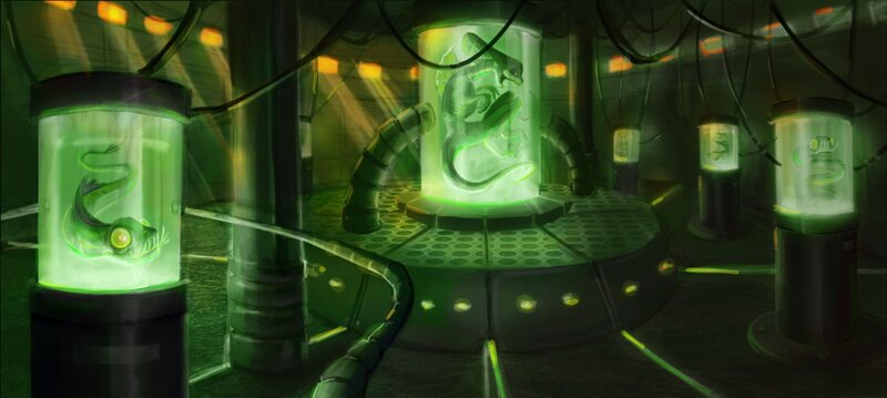 Alien creatures in containment tanks