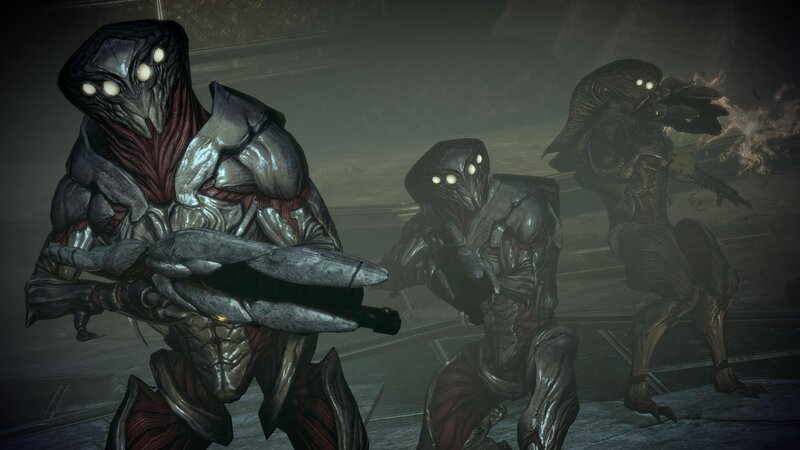 Alien creatures in dark corridor