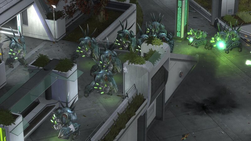 Alien creatures in futuristic city