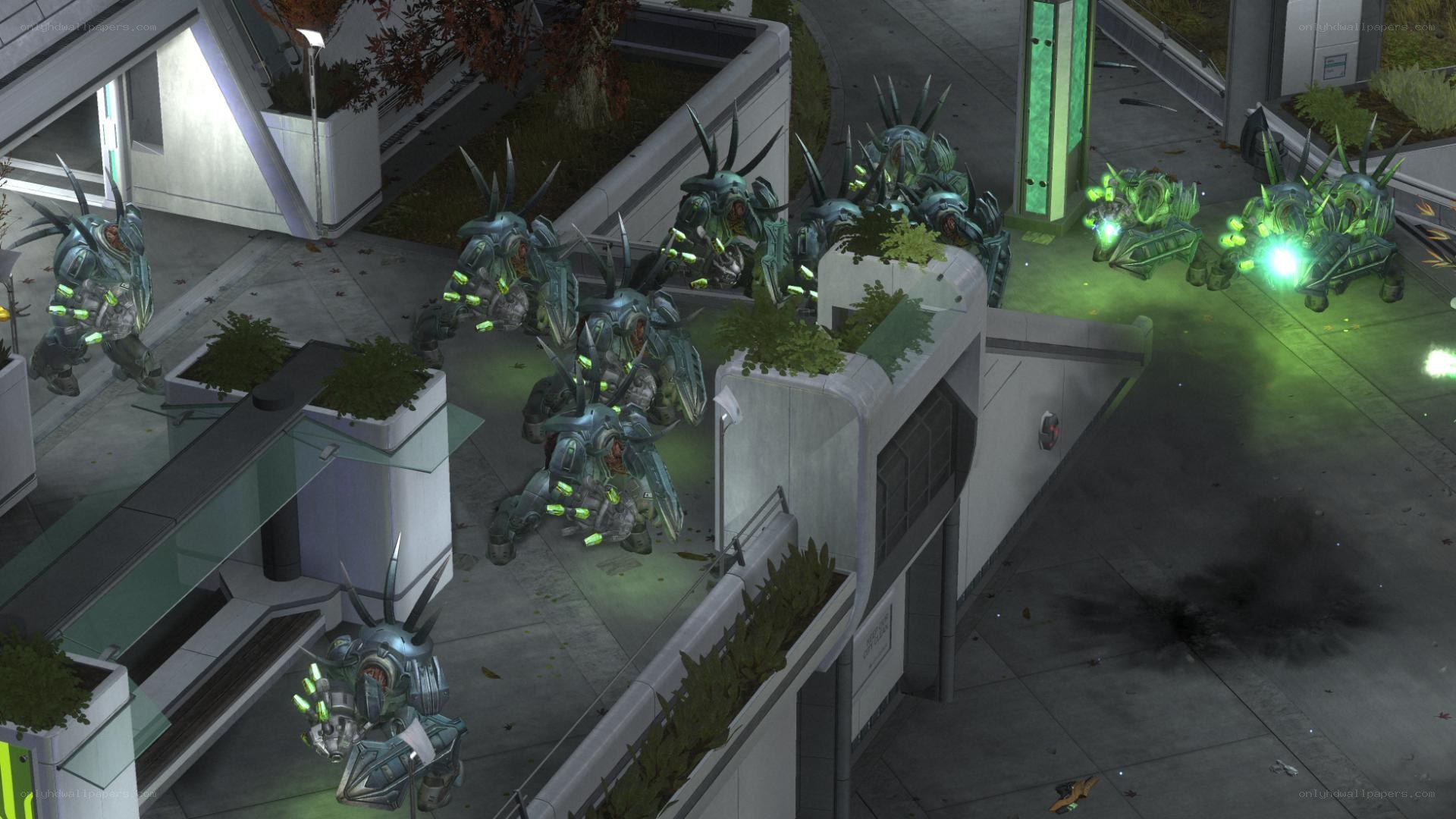 Alien creatures in futuristic city
