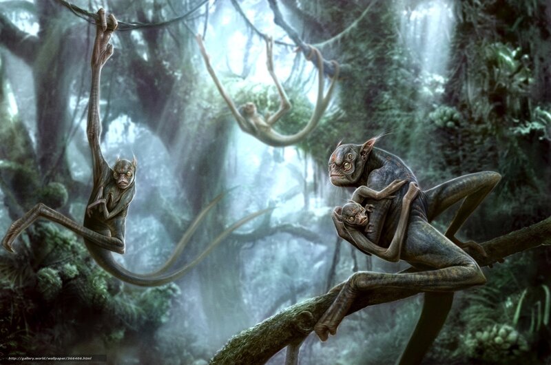 Alien creatures in jungle