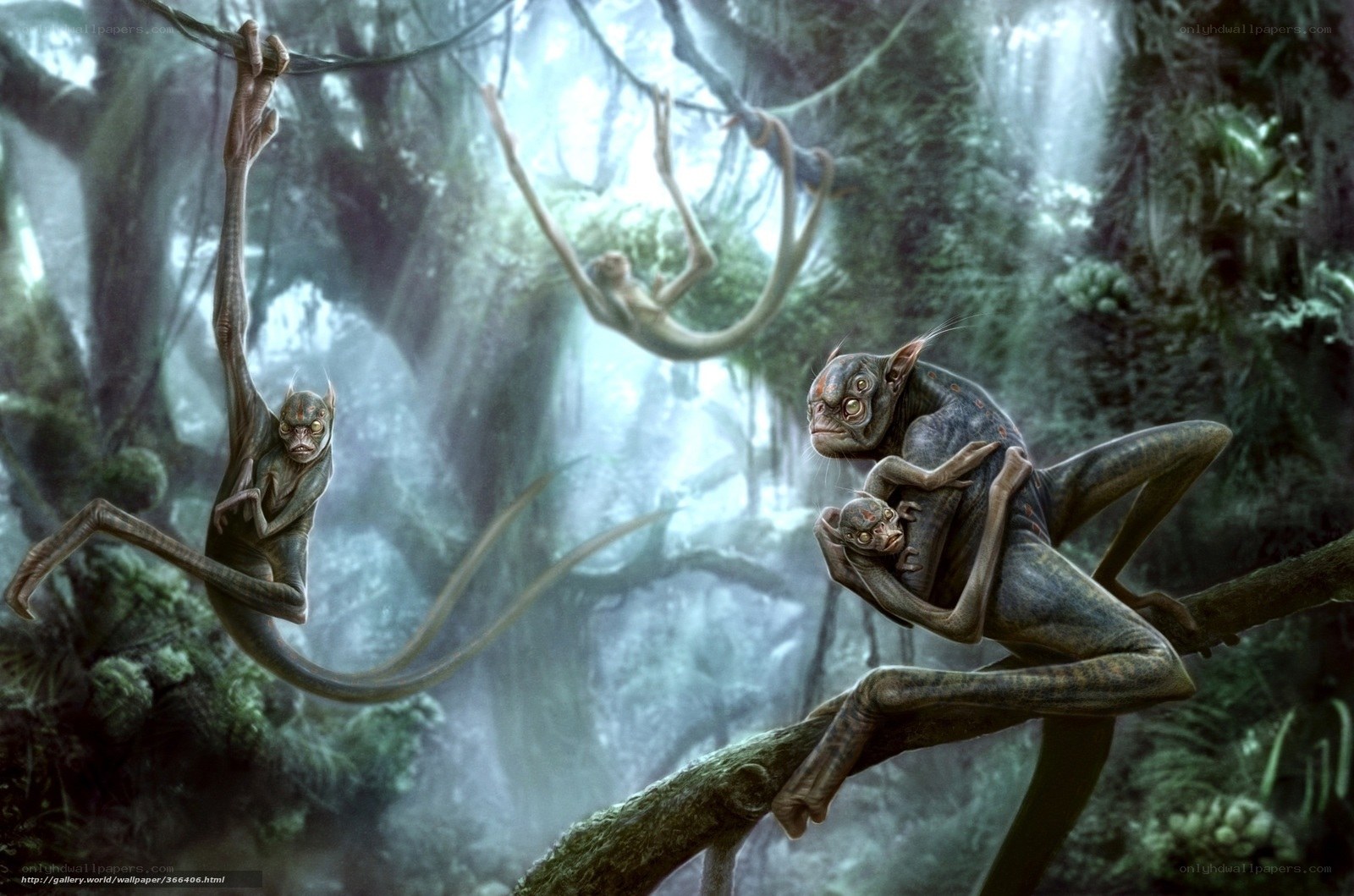 Alien creatures in jungle