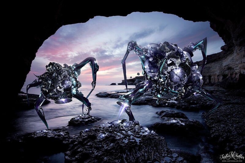 Alien creatures on a beach