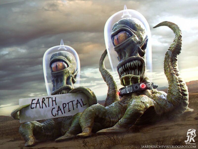 Alien Creatures on Desert