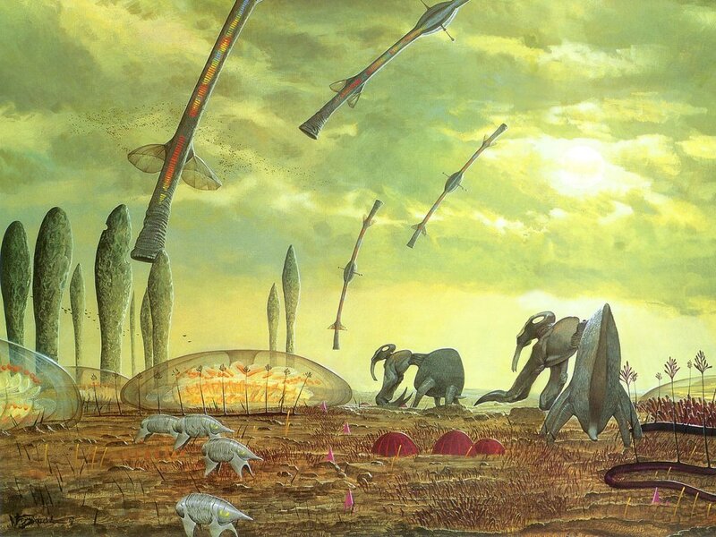 Alien Creatures on Planet — Yellow, Dramatic