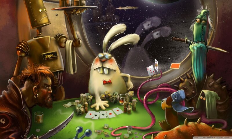 Alien Creatures Playing Poker — Green