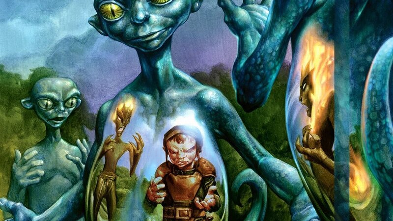 alien creatures with glowing figures