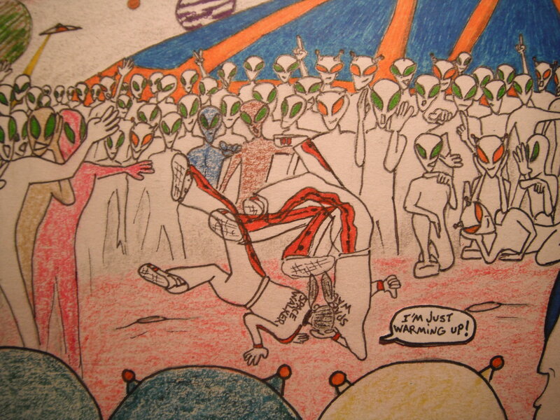 Alien Crowd Watching Wrestler