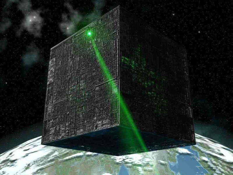 alien cube over earth