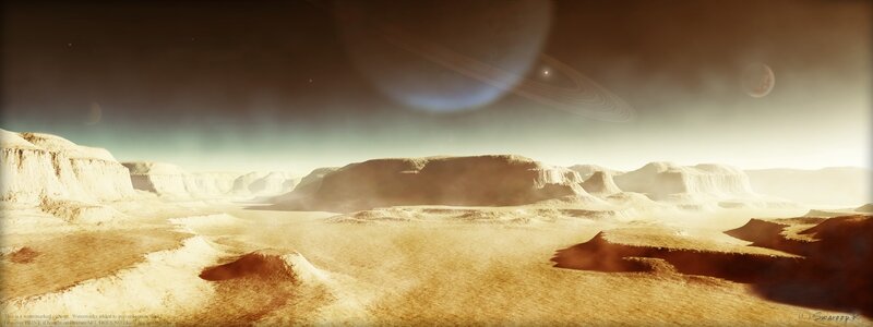 Alien Desert Landscape — Brown, Dramatic, Sunset, Digital Art