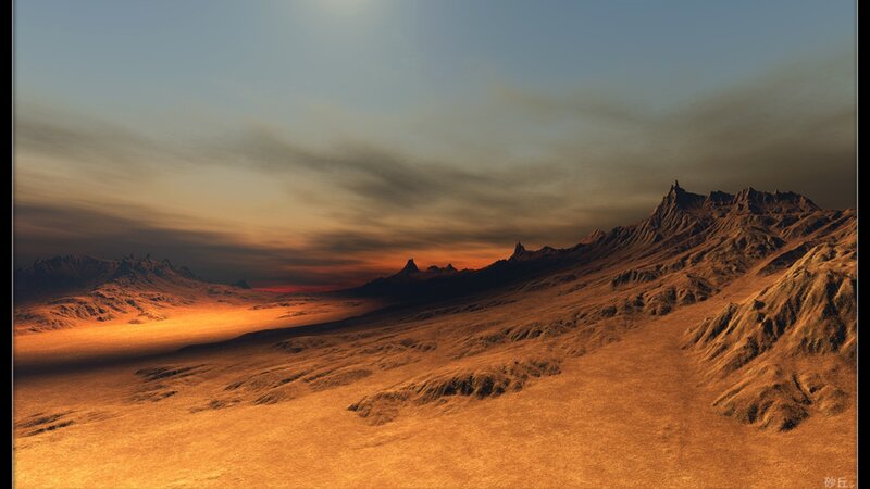 Alien Desert Landscape — Brown, Dramatic, Sunset