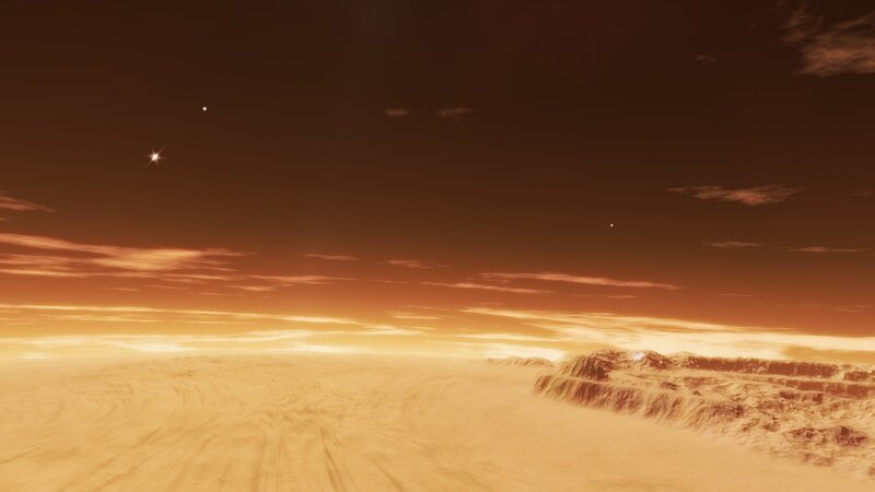 Alien Desert Landscape — Orange, Dramatic, Sunset, 3d Render, Stars
