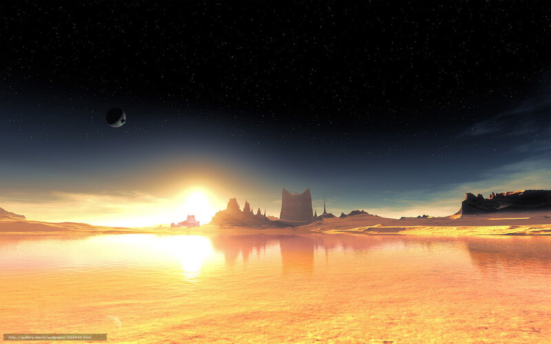 Alien Desert Landscape — Orange, Dramatic, Sunset, Digital Art