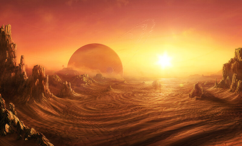 Alien Desert Landscape — Orange, Dramatic