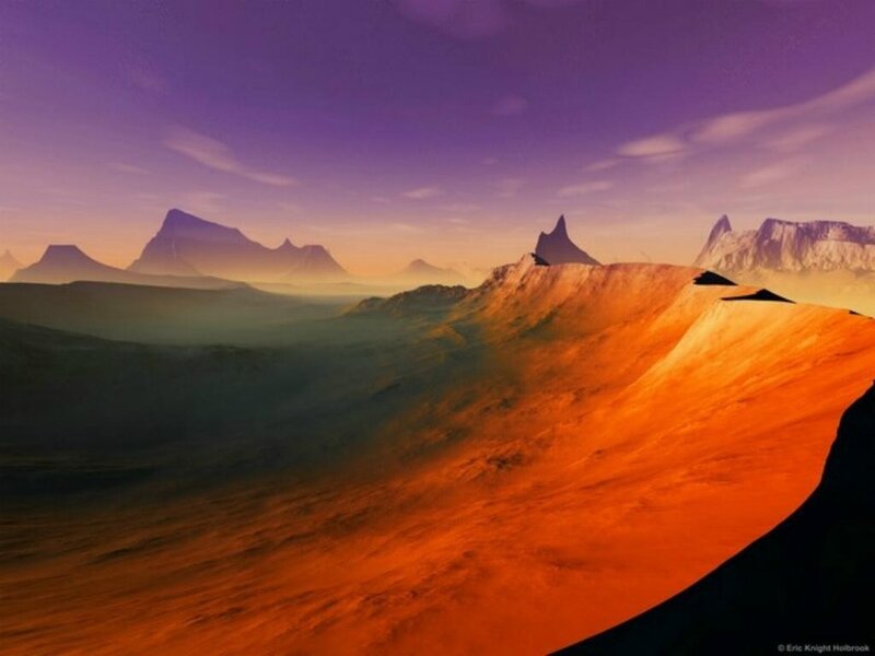 Alien Desert Landscape — Purple, Dramatic, Sunset