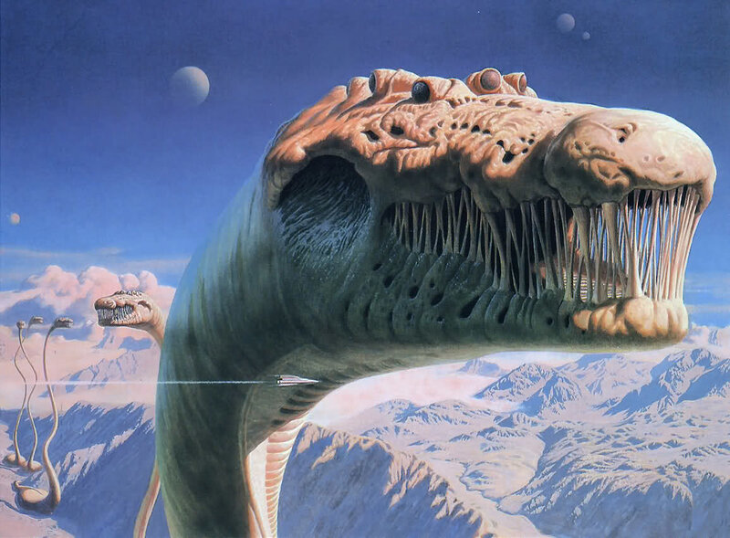 Alien dinosaur on alien planet