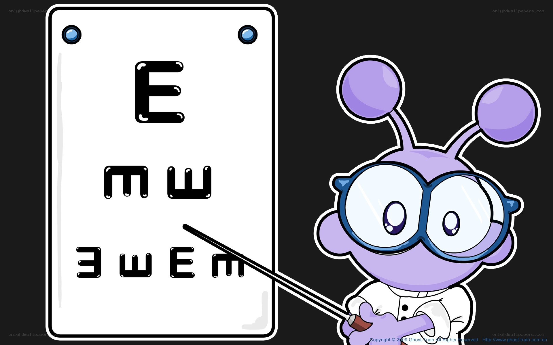 alien doctor with eye chart