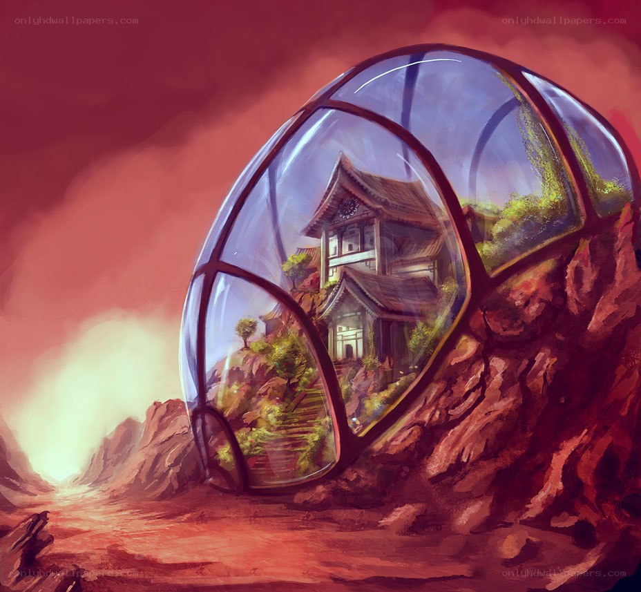 alien dome with temple