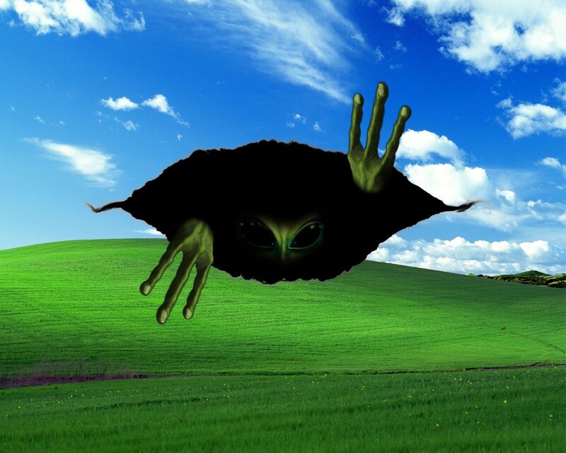 Alien emerging from sky