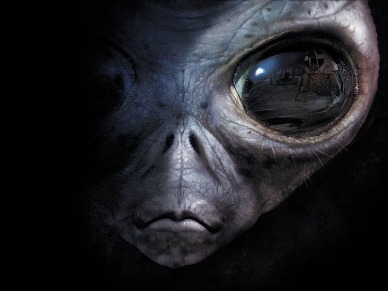 Alien Face Close-up — Gray, Dramatic, Digital Art
