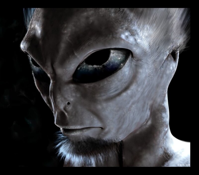 Alien Face Close-up — Gray