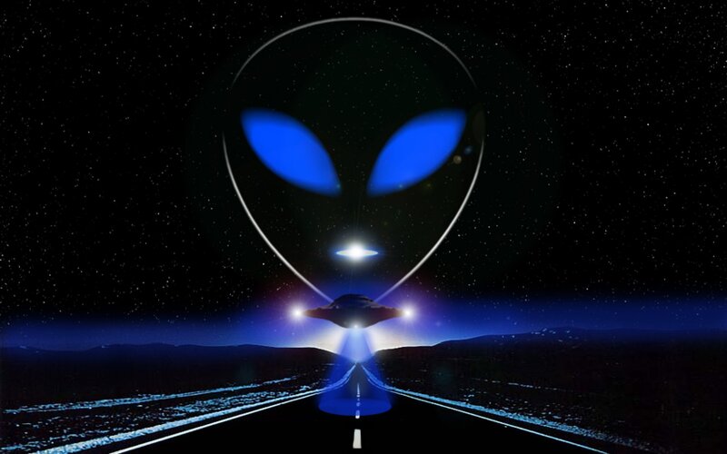 alien face over UFO