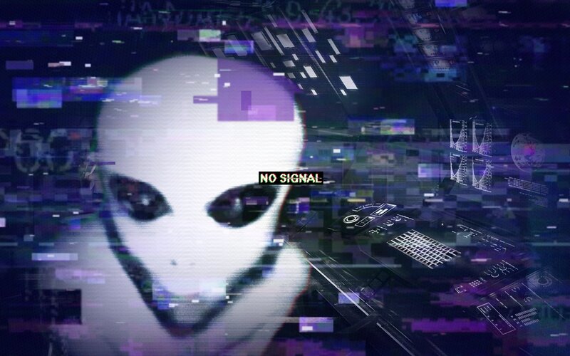 Alien Face with Digital Glitch