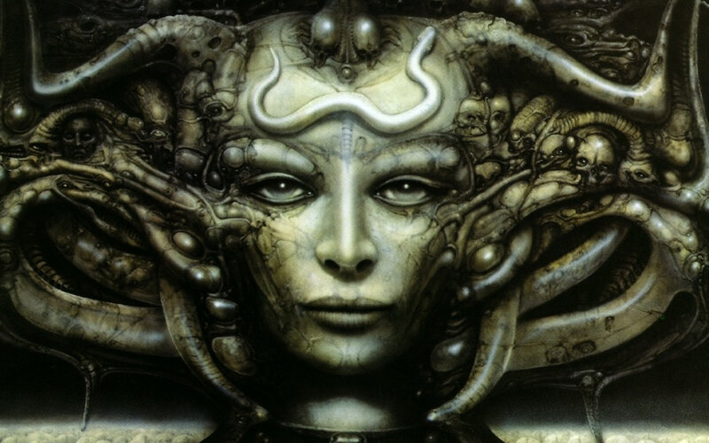 Alien Face with Tentacles — Gray