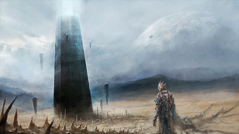 Alien Figure in Desert — Gray