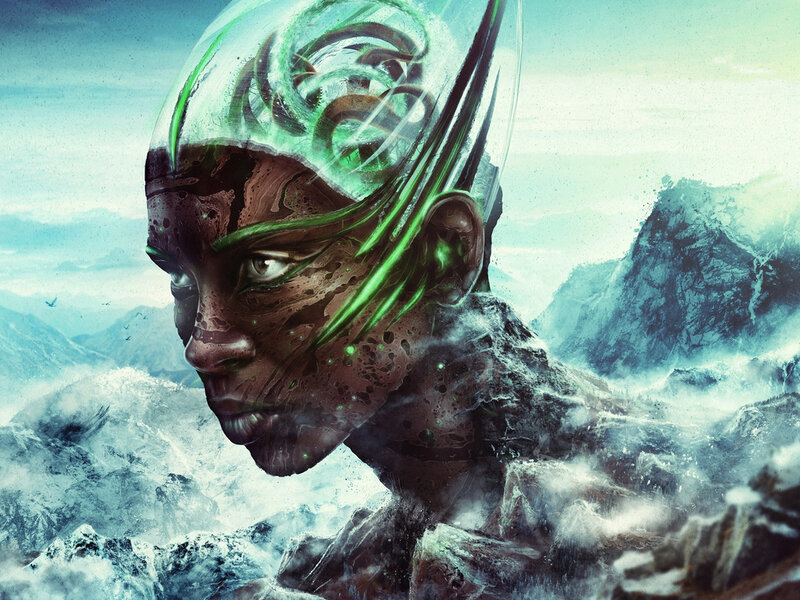 Alien Figure in Mountains