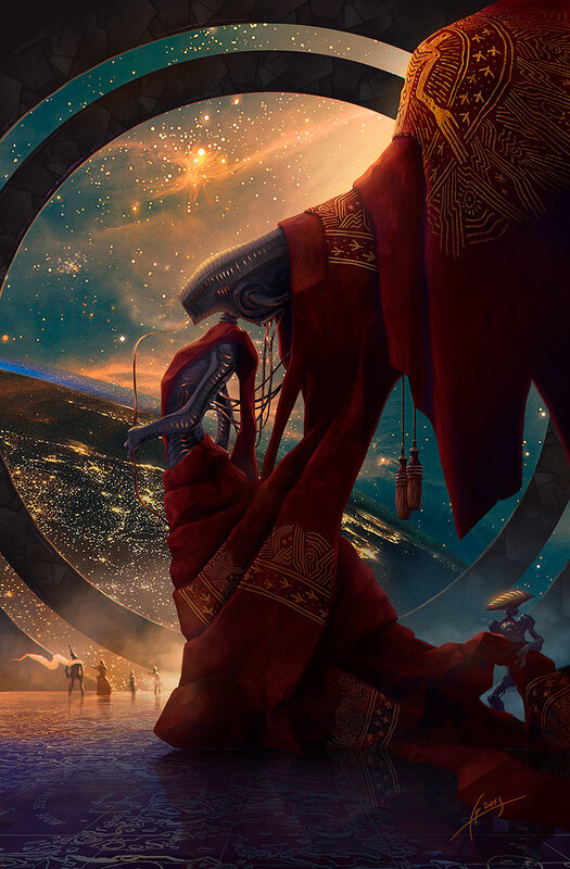 Alien Figure in Red Robe