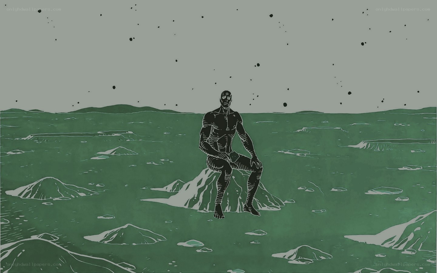 alien figure on green planet