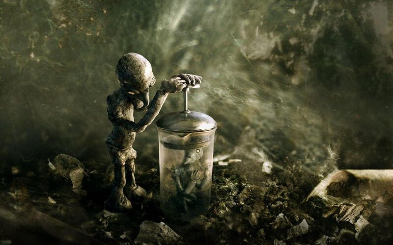 Alien Figure with Jar — Green