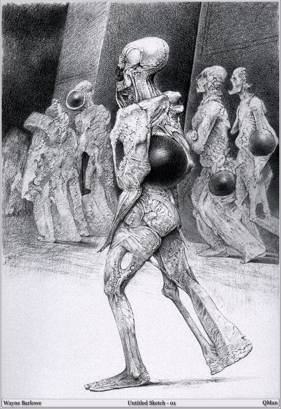 Alien figures in a dark corridor