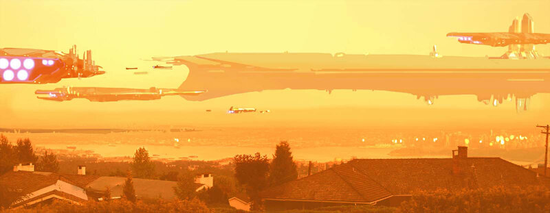 Alien Fleet over City