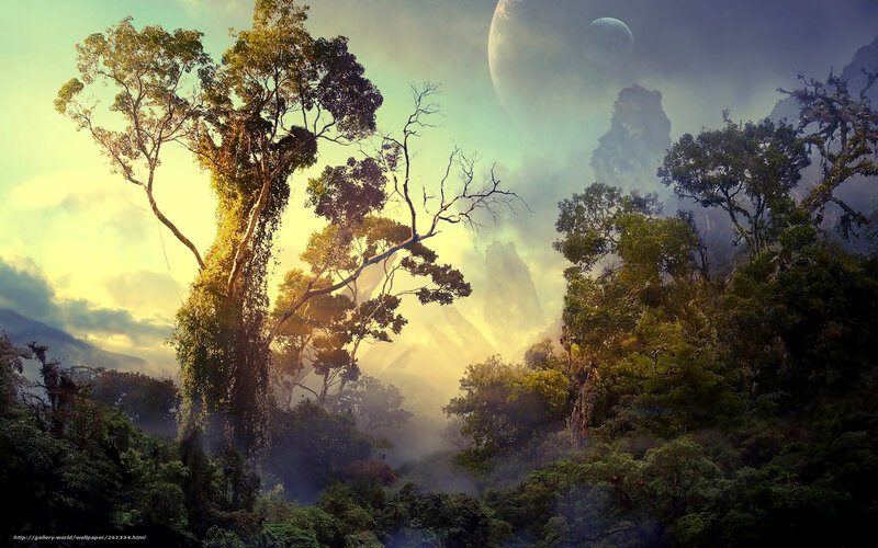 Alien Forest Landscape — Green, Dramatic