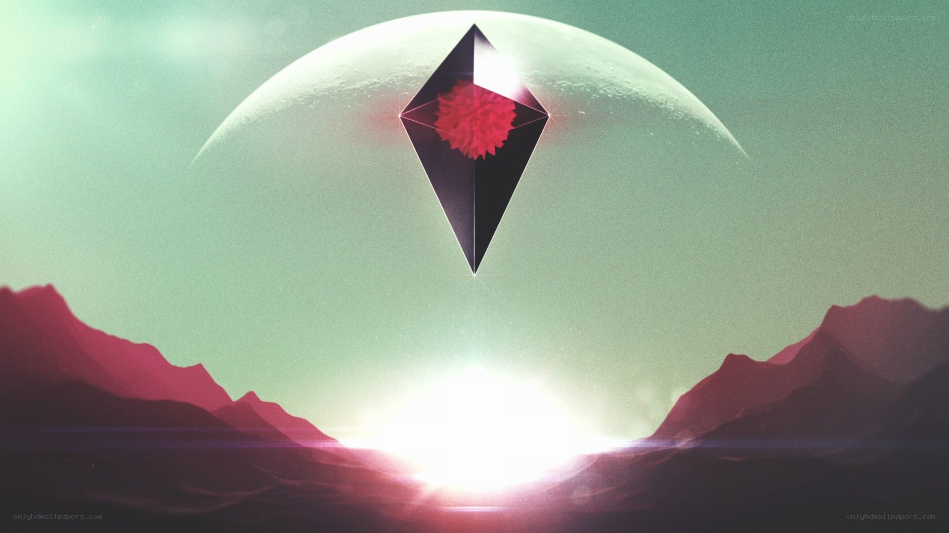 alien gem over alien landscape