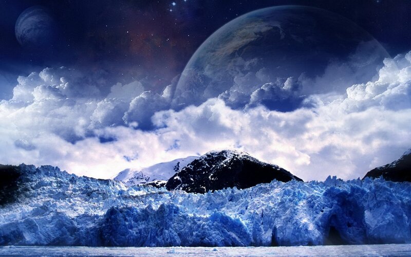 Alien glacier landscape