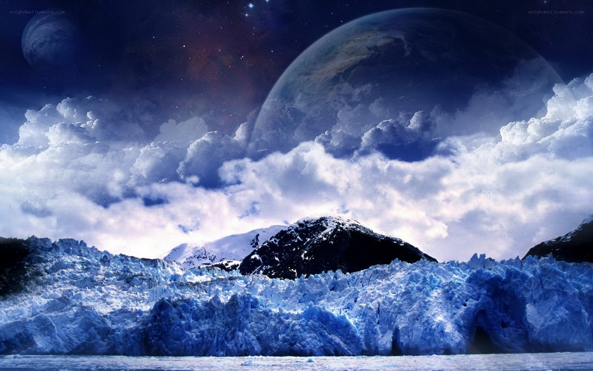 Alien glacier landscape
