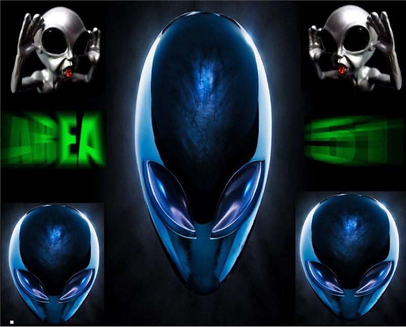 Alien Head Collage — Blue