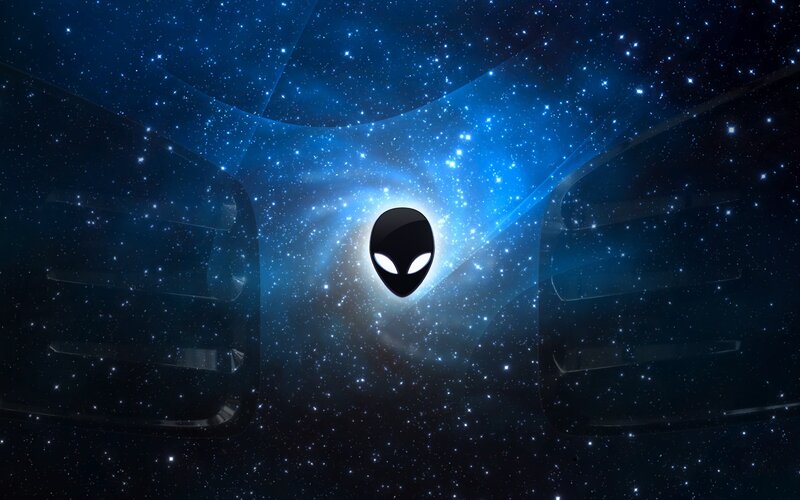 Alien Head in Space — Blue, Cosmic, Night